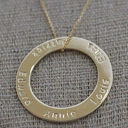 .Personalised Handstamped or Precision Stamped Silver Necklace - Gold Range - Gold Large Eternity Circle