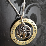 .Personalised Handstamped or Precision Stamped Silver Necklace - Gold Range - Large Gold Eternity Tree