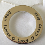.Personalised Handstamped or Precision Stamped Silver Necklace - Gold Range - Medium Eternity GOLD