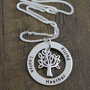 .Personalised Handstamped or Precision Stamped Silver Necklace - Charm Range - Classic Eternity Tree