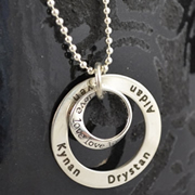 .Personalised Handstamped or Precision Stamped Silver Necklace - Charm Range - Eternity Circle of Love