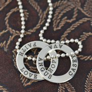 .Personalised Handstamped or Precision Stamped Silver Necklace - Silver Name Pendant Range - Eternity Circle Small - 2 circles