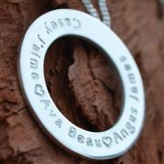 .Personalised Handstamped or Precision Stamped Silver Necklace - Silver Name Pendant Range - Extra Large Eternity