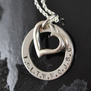 .Personalised Handstamped or Precision Stamped Silver Necklace - Charm Range - Heart In My Circle
