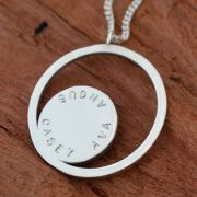 .Personalised Handstamped or Precision Stamped Silver Necklace - Silver Name Pendant Range - Inner Circle