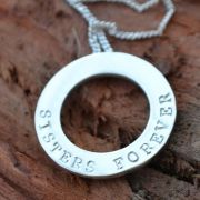 .Personalised Handstamped or Precision Stamped Silver Necklace - Silver Name Pendant Range - Medium Eternity Circle