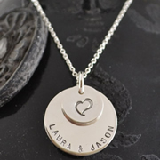 .Personalised Handstamped or Precision Stamped Silver Necklace - Silver Name Pendant Range - My Heart