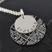 .Personalised Handstamped or Precision Stamped Silver Necklace - Charm Range - Silver with Style - Black
