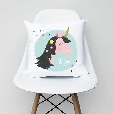 .Personalised Cushion for kids - Girls unicorn