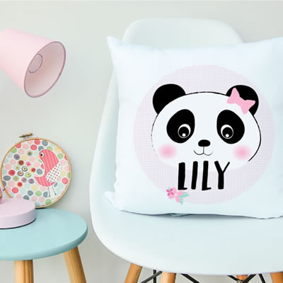 .Personalised Cushion for kids - Girls Panda Design