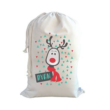 .Christmas Santa Sack Personalised - Reindeer Design