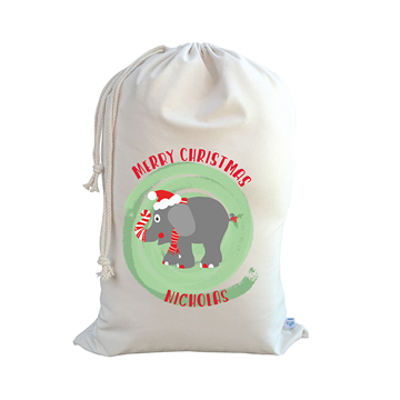 .Christmas Santa Sack Personalised - Merry Merry Elephant