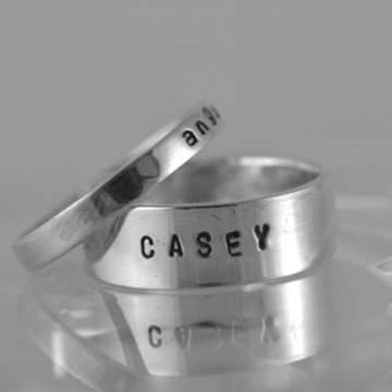Personalised Name Ring - 6mm with 3mm Sterling Silver Bands