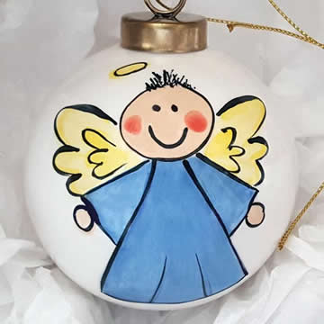 Bauble Christmas Handpainted Ceramic and Personalised Angel - boy OR girl