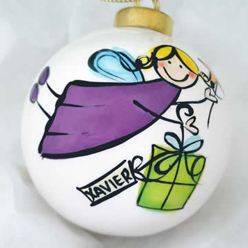 Bauble Christmas Handpainted Ceramic and Personalised Christmas Present Fairy