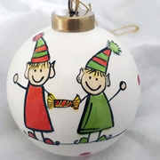 Bauble Christmas Handpainted Ceramic and Personalised Cracker Jack Elves