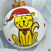 Bauble Christmas Handpainted Ceramic and Personalised Kitty