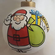 Bauble Christmas Handpainted Ceramic and Personalised Pressie Santa