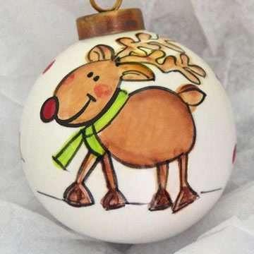 Bauble Christmas Handpainted Ceramic and Personalised Rudolph Ready to Go