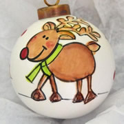 Bauble Christmas Handpainted Ceramic and Personalised Rudolph Ready to Go
