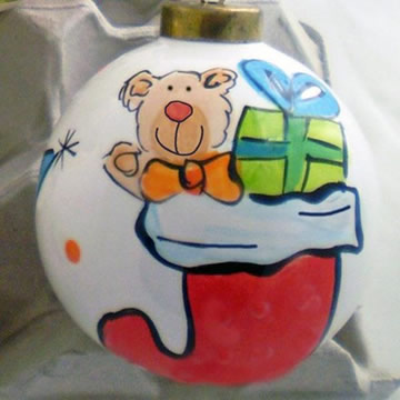 Bauble Christmas Handpainted Ceramic and Personalised Stocking