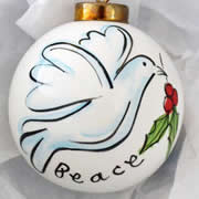 Bauble Christmas Handpainted Ceramic and Personalised Dove