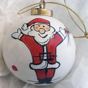 Bauble Christmas Handpainted Ceramic and Personalised Happy Santa