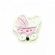 Children Charm for Floating Memory Locket - Pink Pram with Dots
