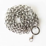 Stainless Steel Silver Tone - Belcher 6mm Chain Necklace for memory lockets - 24 inches long