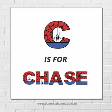 Spiderman Engine Personalised Name Plaque canvas for kids wall art - Square white background
