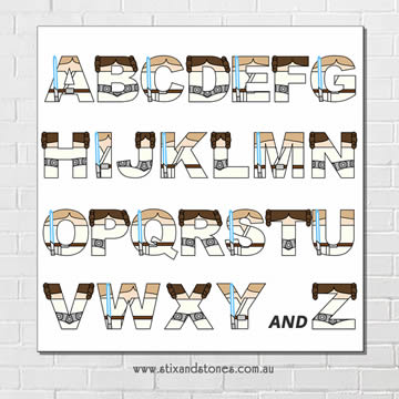 Star Wars Alphabet canvas for kids wall art - Square white background