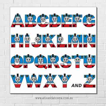 Thomas the Tank Engine Alphabet canvas for kids wall art - Square white background