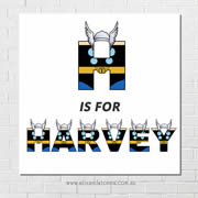 Thor Engine Personalised Name Plaque canvas for kids wall art - Square white background