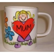 Handpainted Mug - Heart Mug for Mum