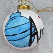 Bauble Christmas Handpainted Ceramic and Personalised Bauble - Bauble blue, purple or yellow