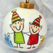 Bauble Christmas Handpainted Ceramic and Personalised Elf Buddies