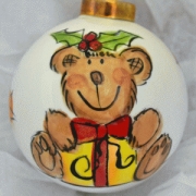 Bauble Christmas Handpainted Ceramic and Personalised Teddy Present