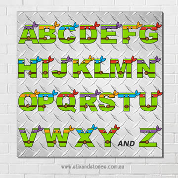 Teenage Mutant Ninja Turtles Alphabet canvas for kids wall art - Square with background