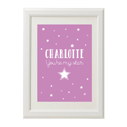Personalised Wall Art Print for bedroom  - You’re my star - available in range of colours