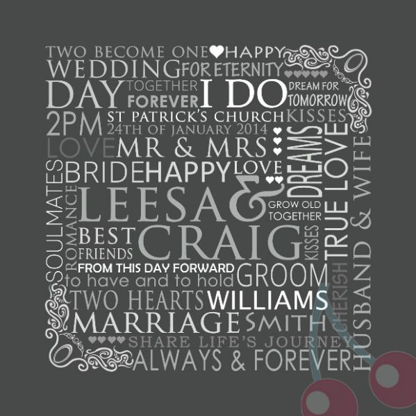Our Wedding Day Personalised Custom Made Typography Print Bus Scroll Perfect for Wall Art or Reception Entry (Charcoal Design)